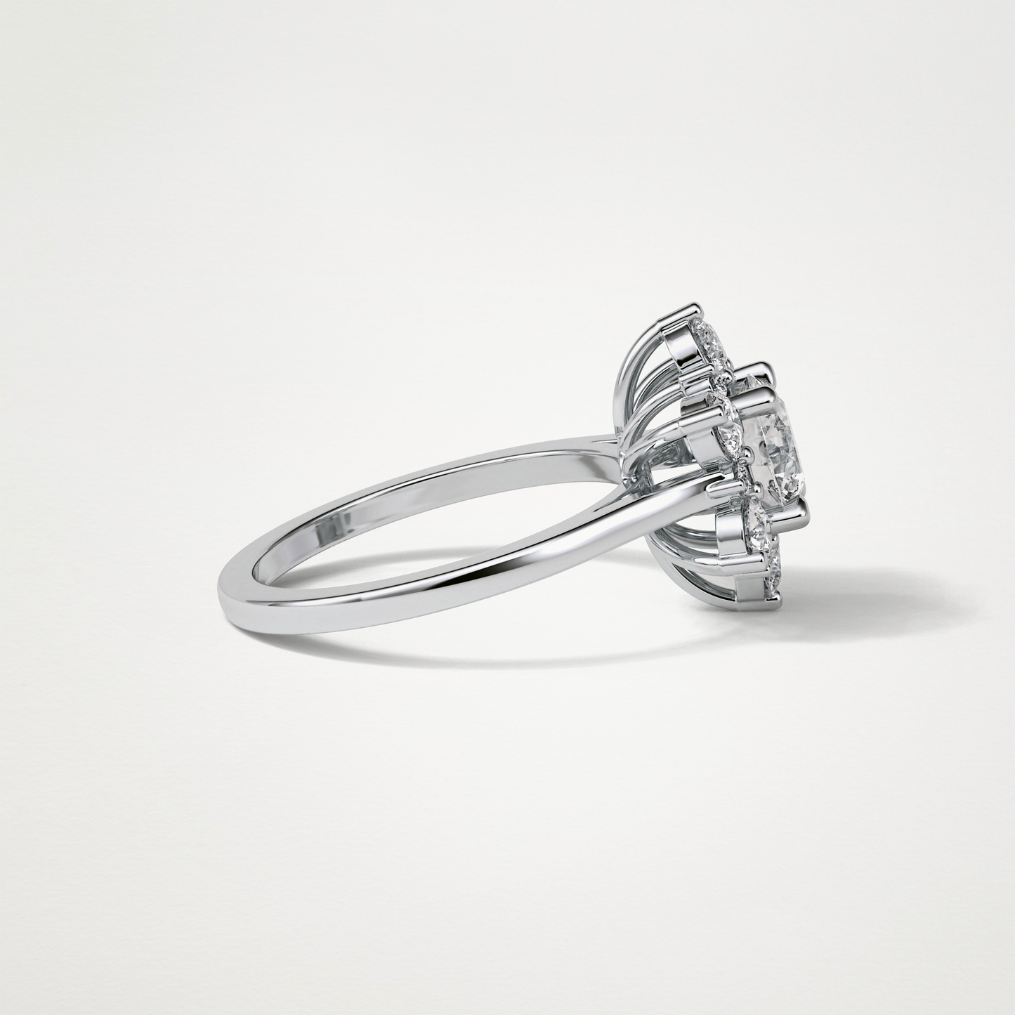Round Cluster Lab Grown Diamond Engagement Ring