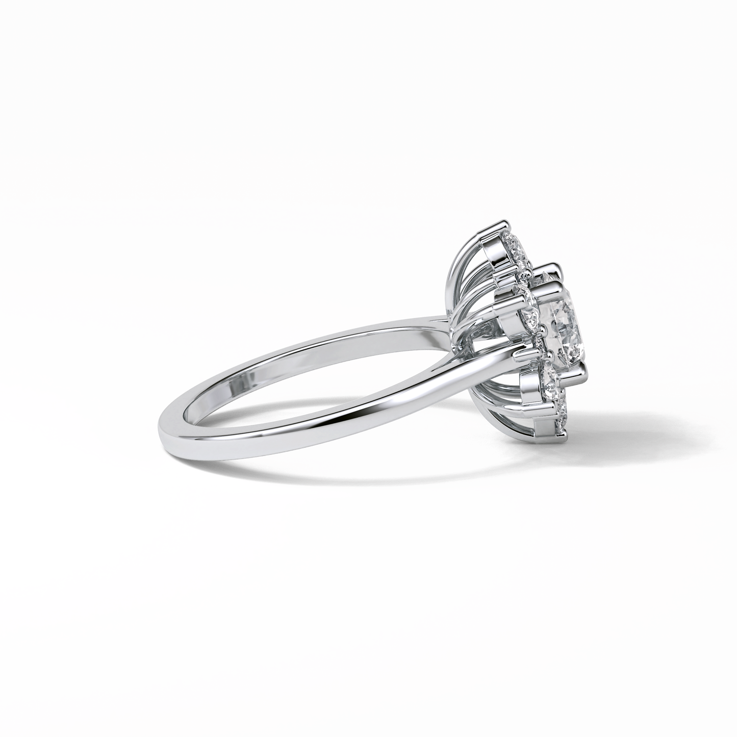 Round Cluster Lab Grown Diamond Engagement Ring