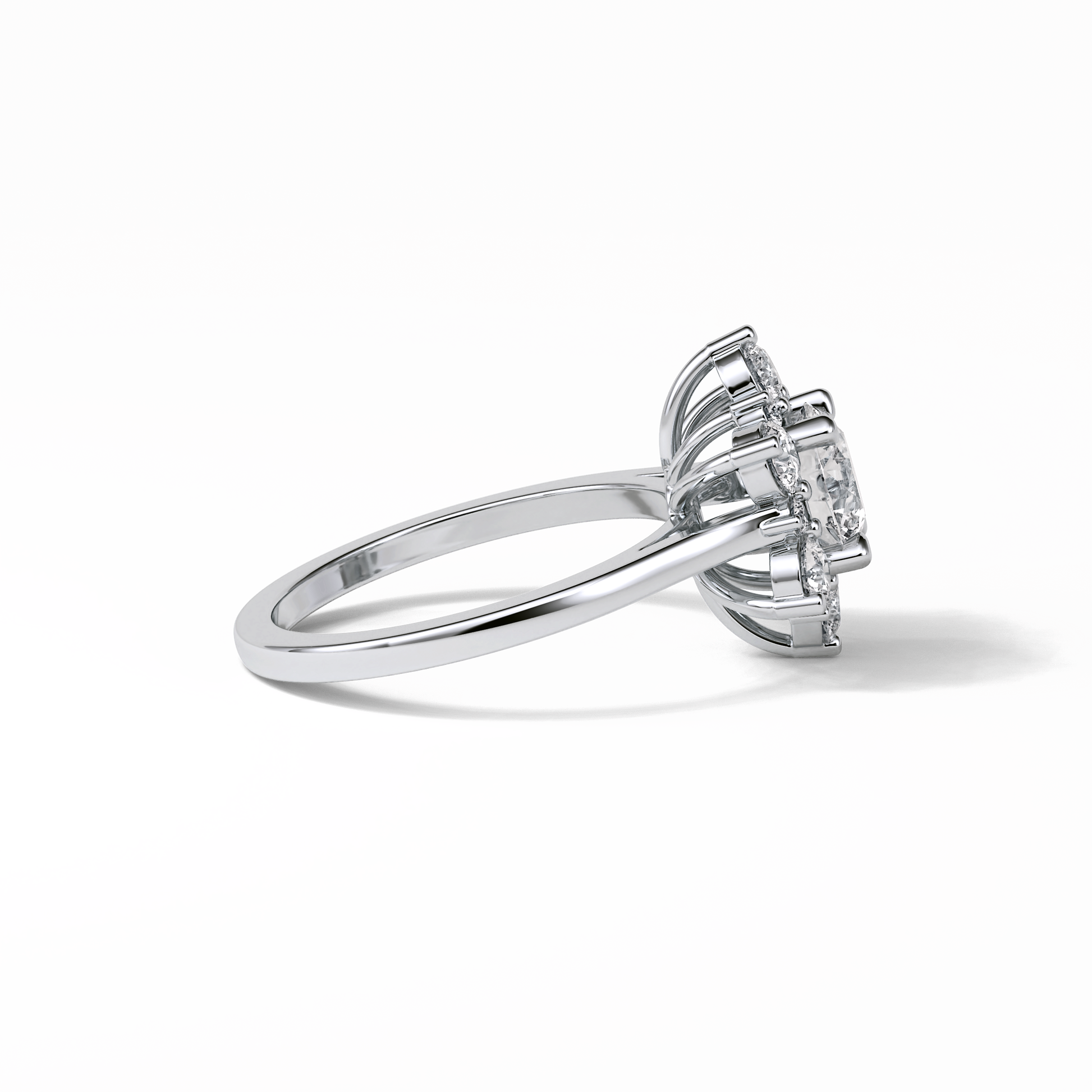 Round Cluster Lab Grown Diamond Engagement Ring