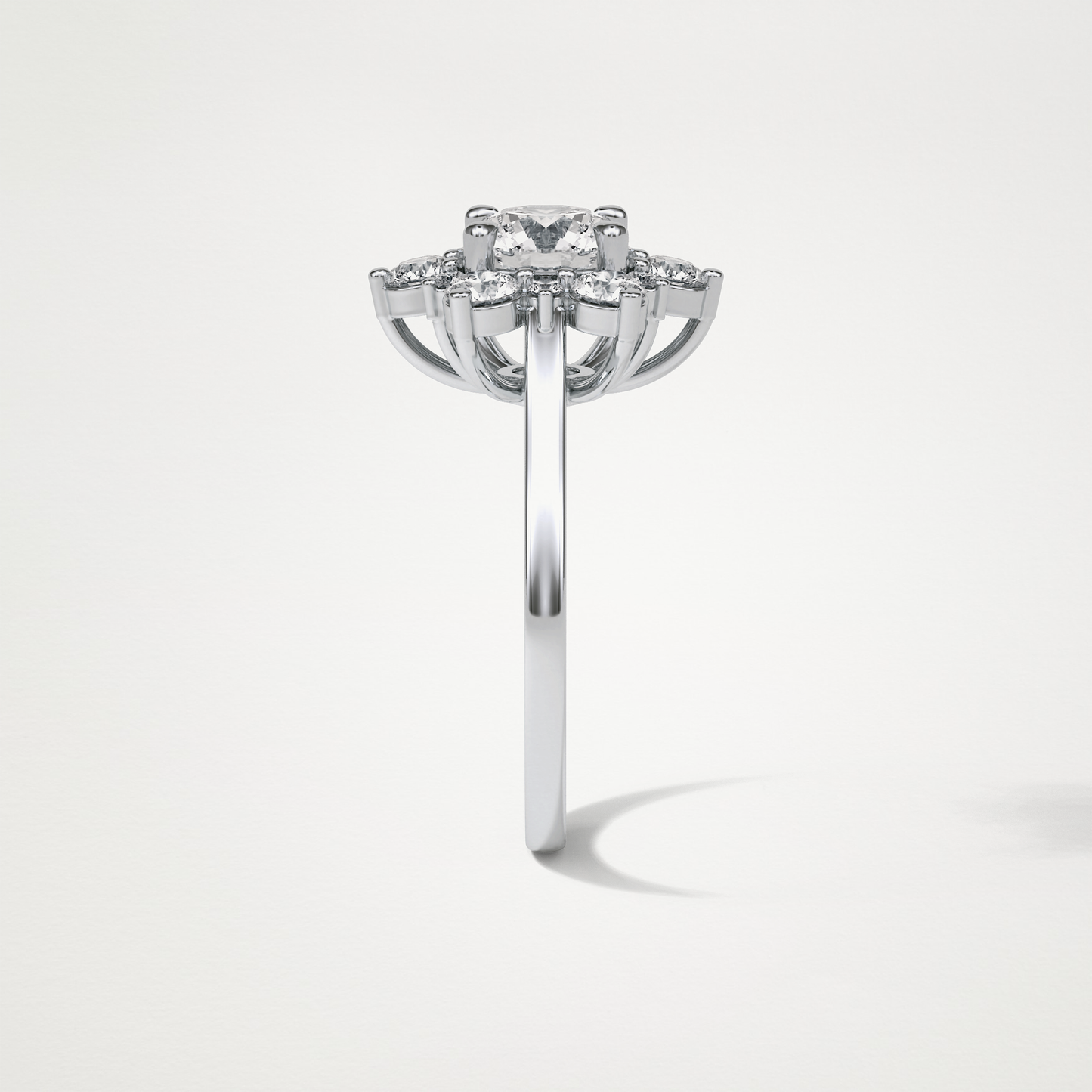Round Cluster Lab Grown Diamond Engagement Ring