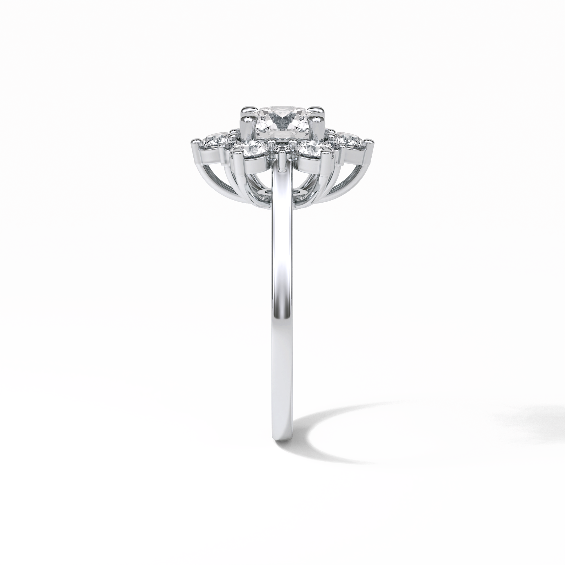 Round Cluster Lab Grown Diamond Engagement Ring