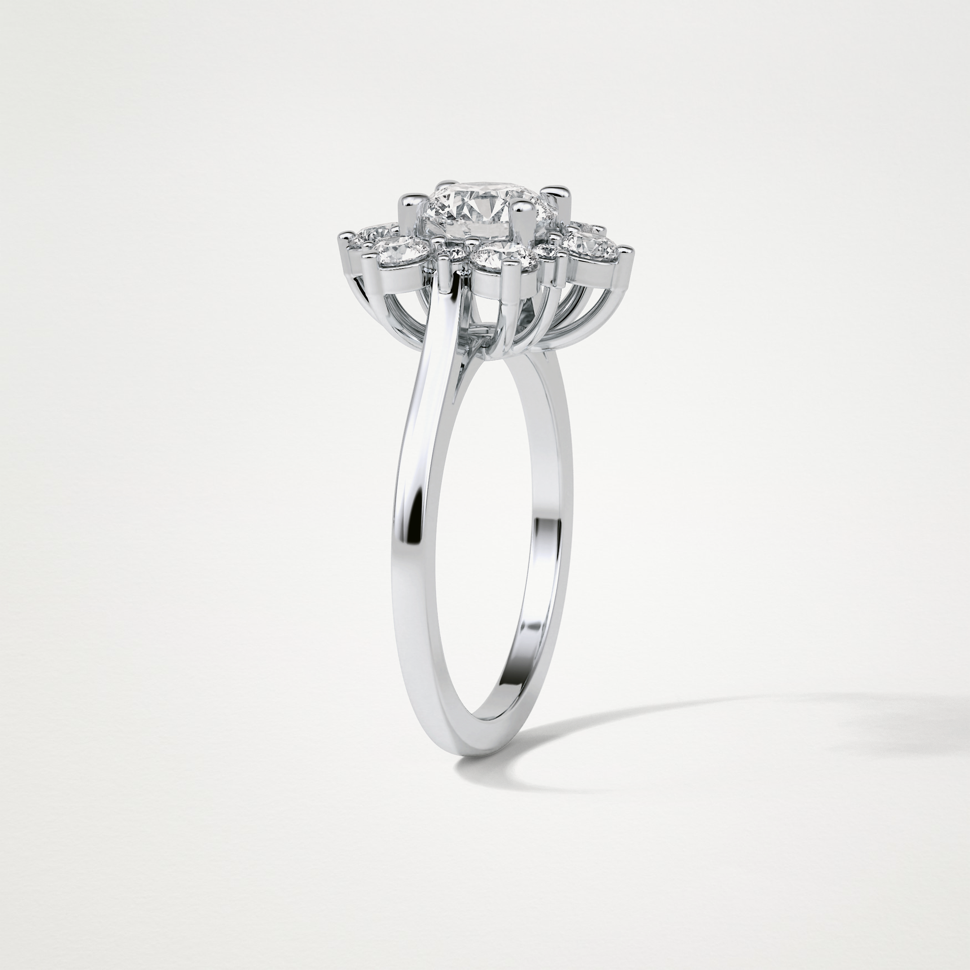 Round Cluster Lab Grown Diamond Engagement Ring