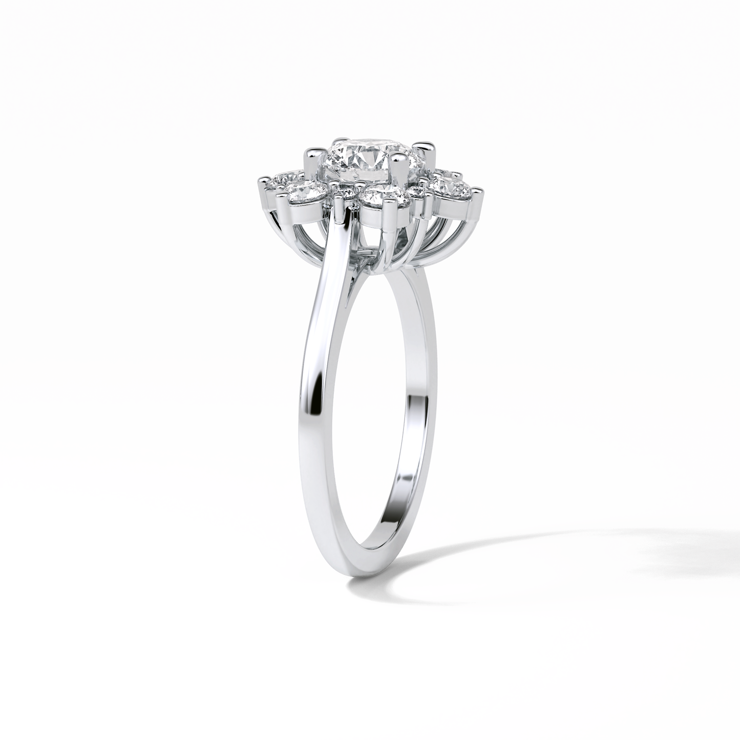 Round Cluster Lab Grown Diamond Engagement Ring