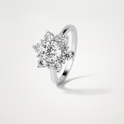 Round Cluster Lab Grown Diamond Engagement Ring