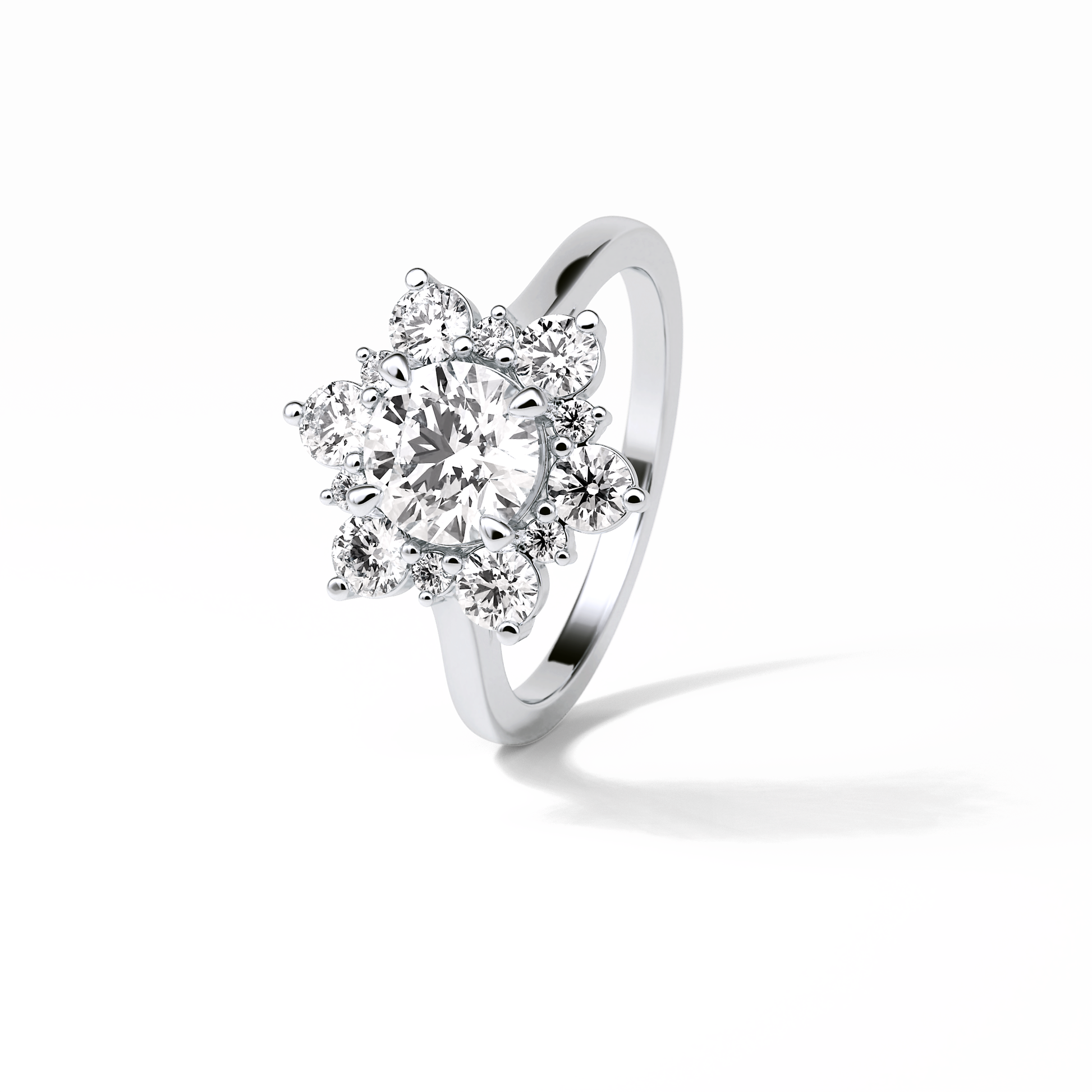 Round Cluster Lab Grown Diamond Engagement Ring