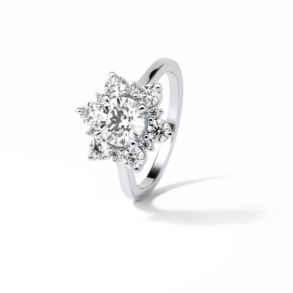 Round Cluster Lab Grown Diamond Engagement Ring