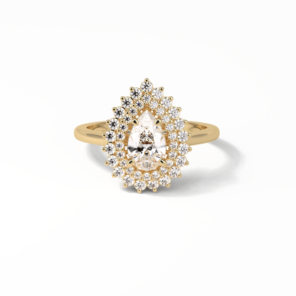 Pear Halo & Pave Lab Grown Diamond Engagement Ring