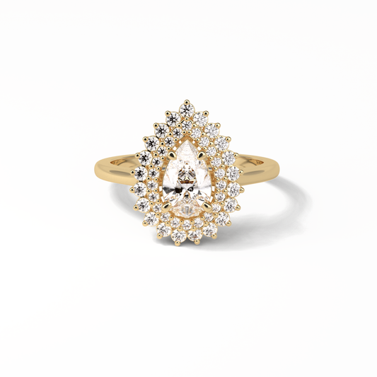 Pear Halo & Pave Lab Grown Diamond Engagement Ring