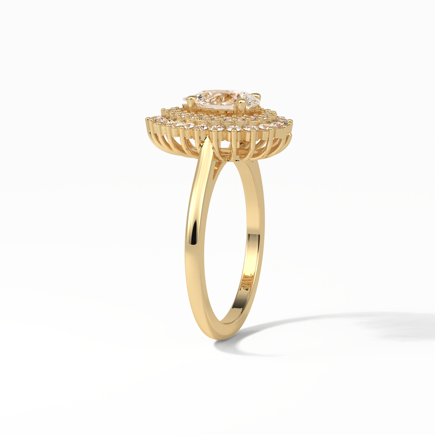 Pear Halo & Pave Lab Grown Diamond Engagement Ring