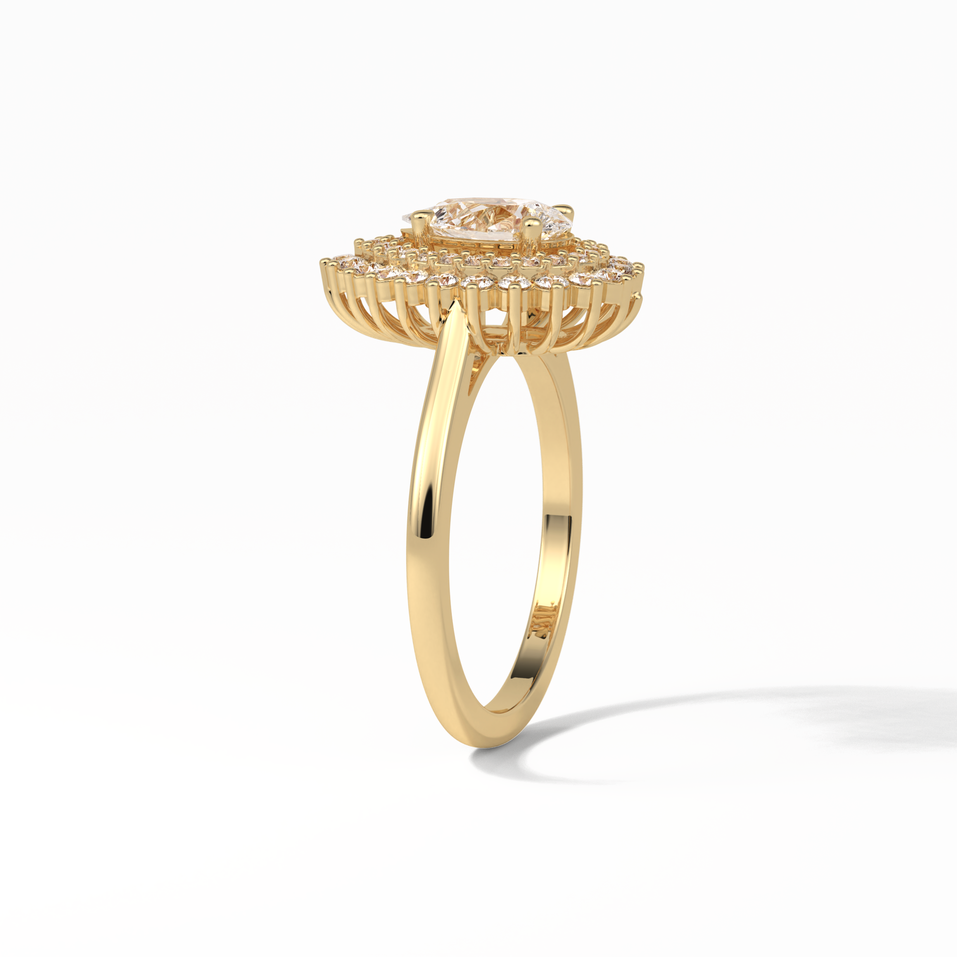 Pear Halo & Pave Lab Grown Diamond Engagement Ring