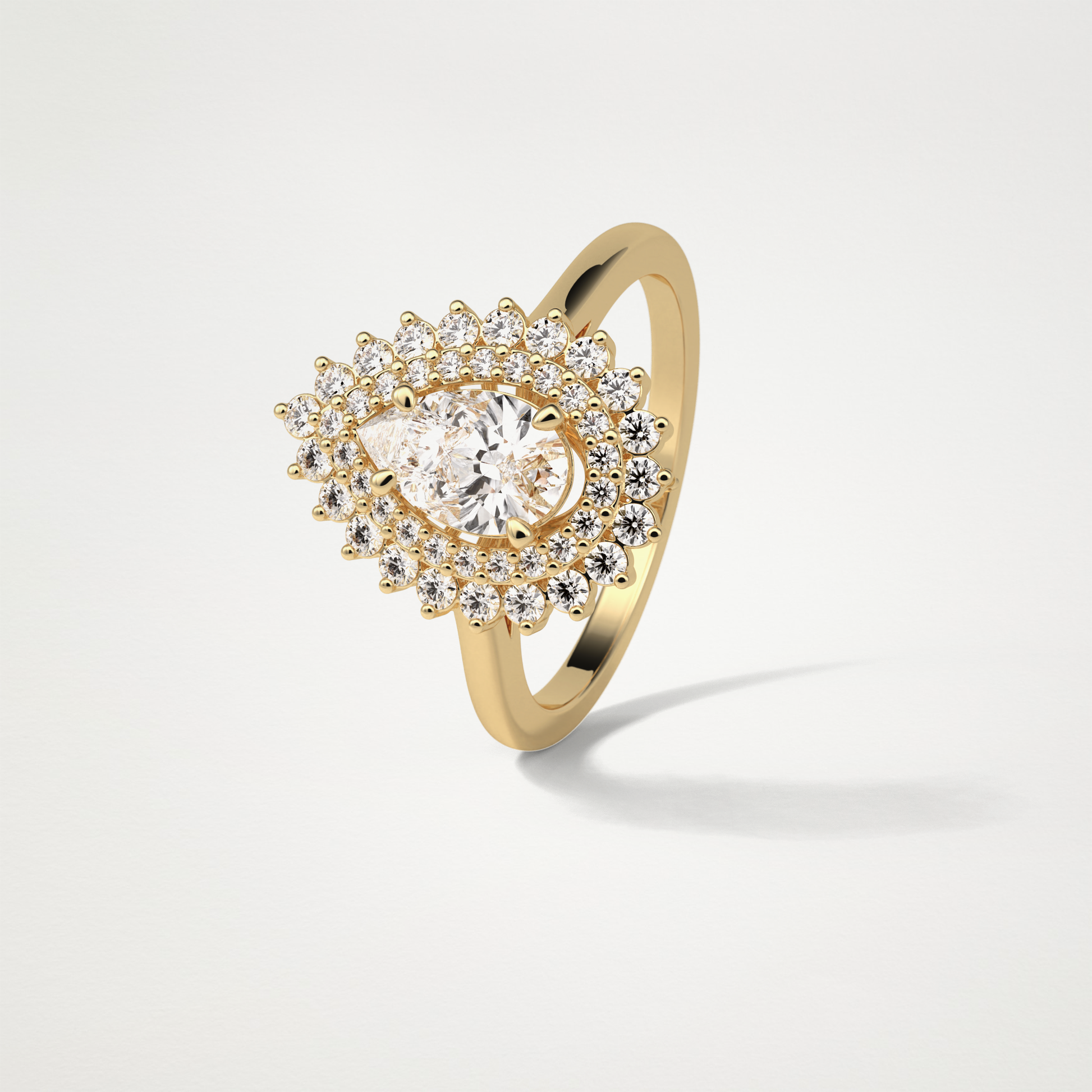 Pear Halo & Pave Lab Grown Diamond Engagement Ring
