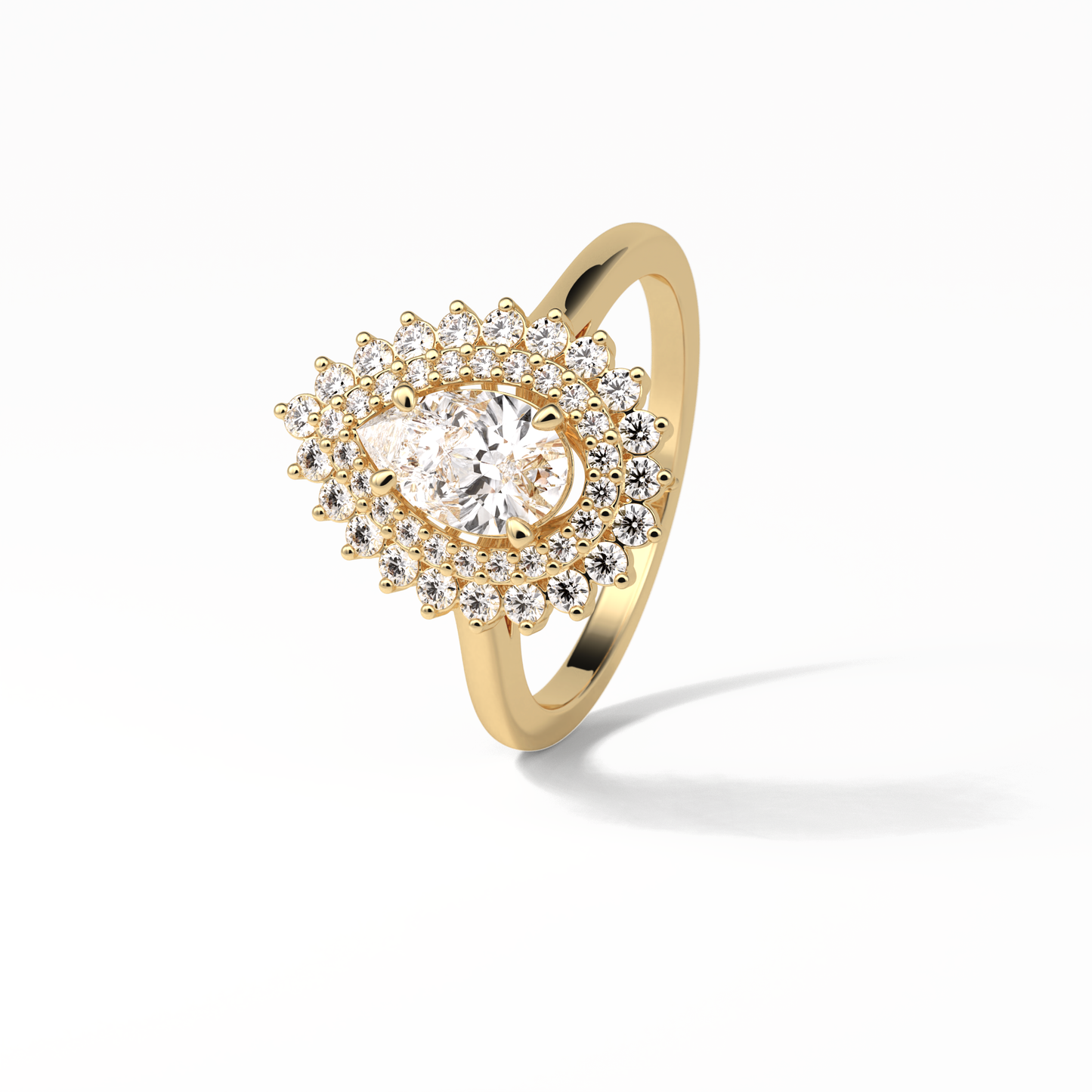Pear Halo & Pave Lab Grown Diamond Engagement Ring
