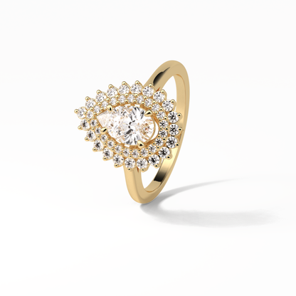 Pear Halo & Pave Lab Grown Diamond Engagement Ring