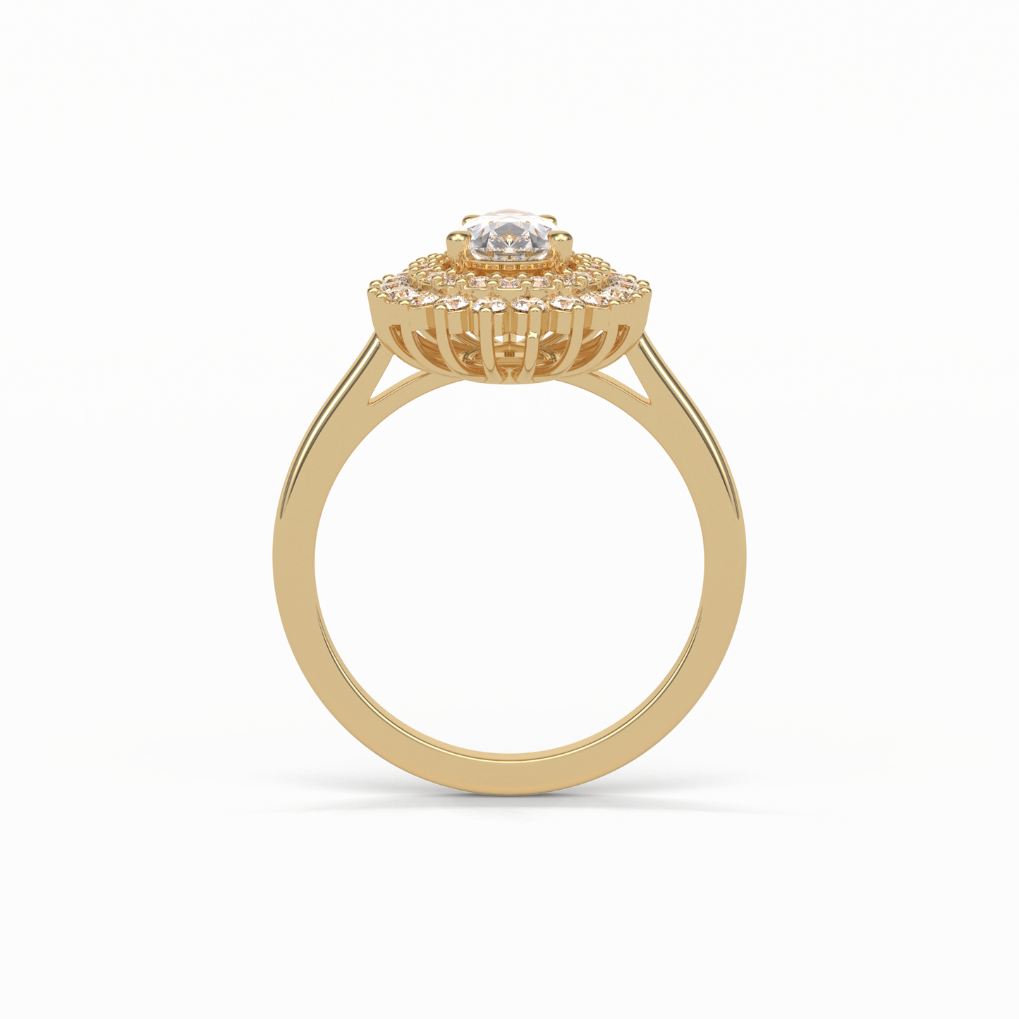 Pear Halo & Pave Lab Grown Diamond Engagement Ring