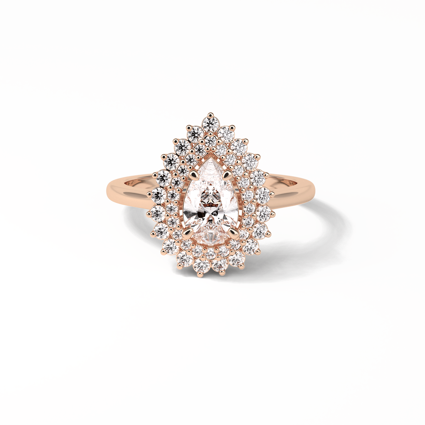Pear Halo & Pave Lab Grown Diamond Engagement Ring