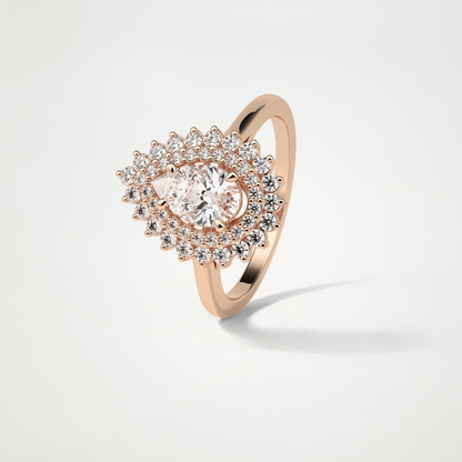Pear Halo & Pave Lab Grown Diamond Engagement Ring