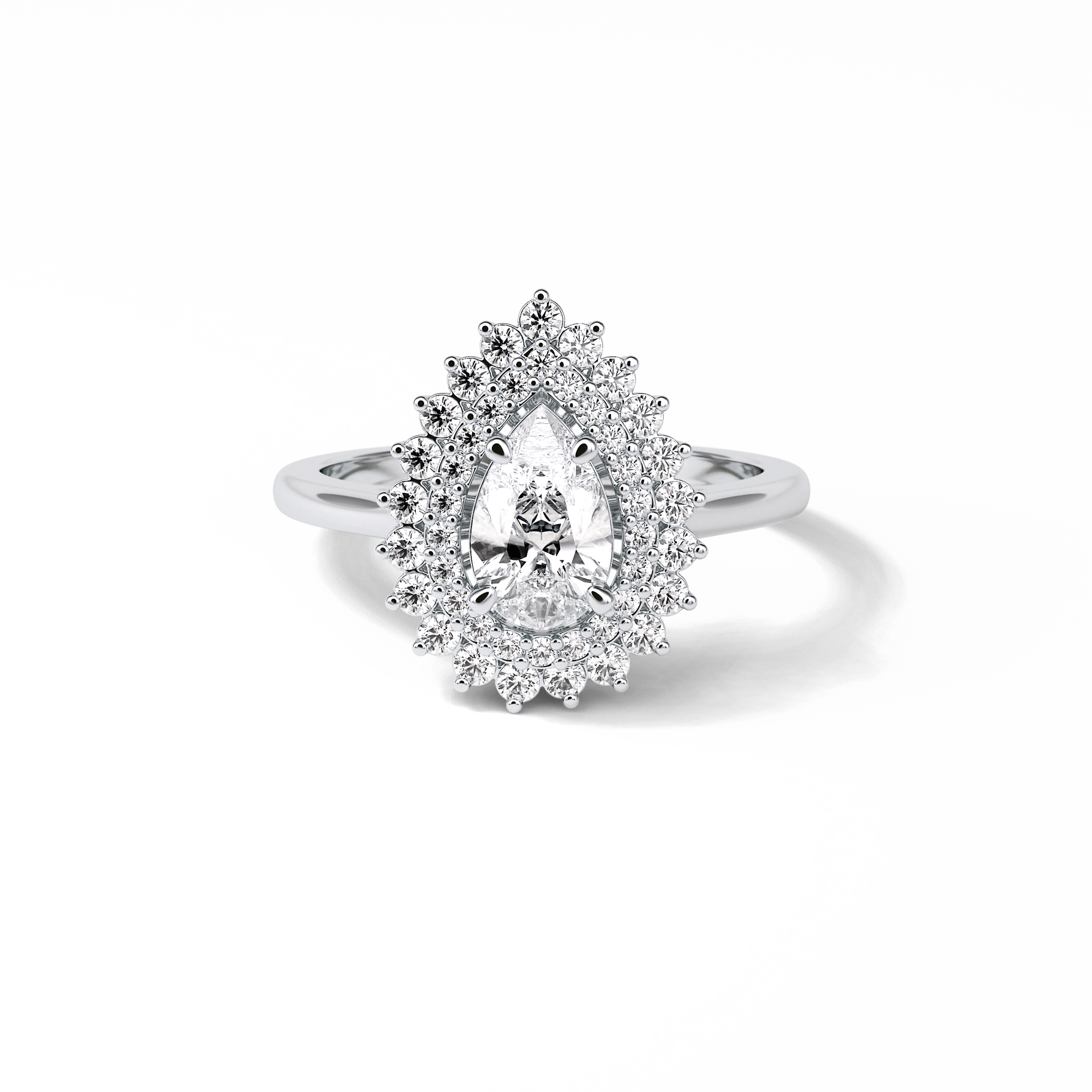 Pear Halo & Pave Lab Grown Diamond Engagement Ring
