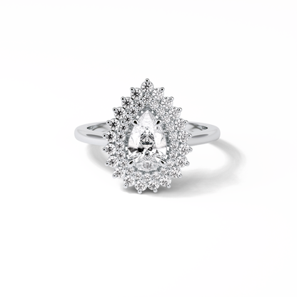 Pear Halo & Pave Lab Grown Diamond Engagement Ring