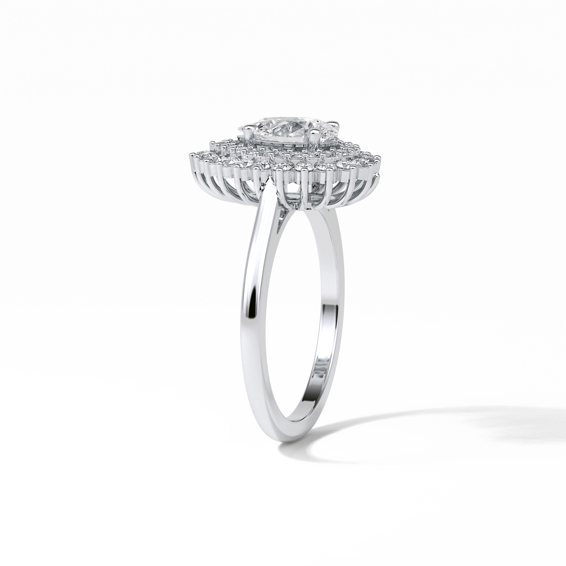 Pear Halo & Pave Lab Grown Diamond Engagement Ring
