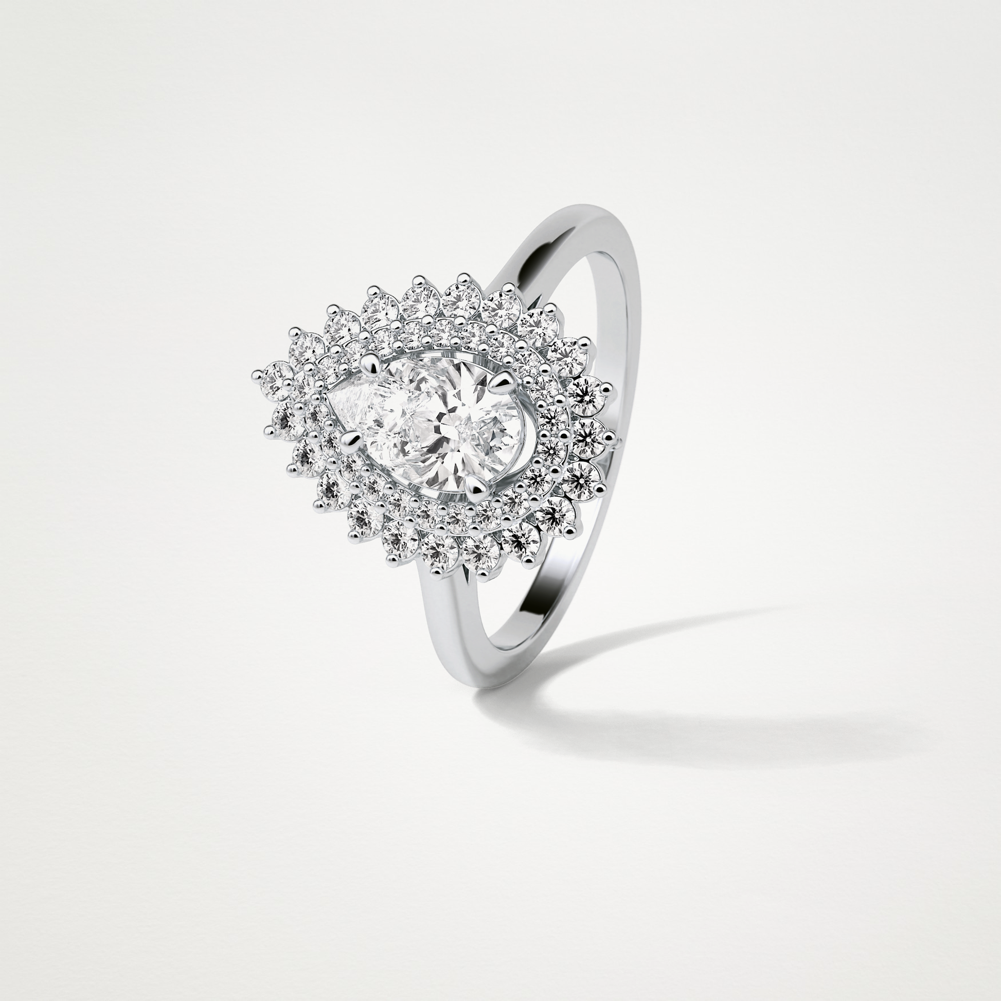 Pear Halo & Pave Lab Grown Diamond Engagement Ring