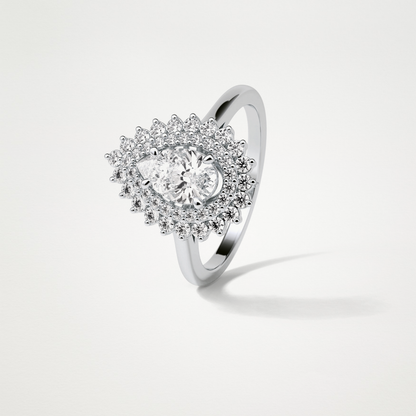 Pear Halo & Pave Lab Grown Diamond Engagement Ring