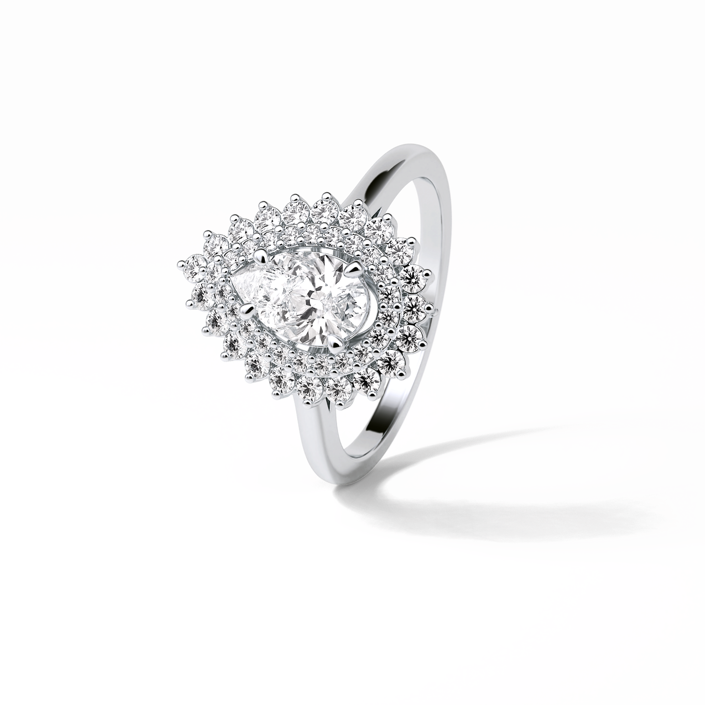 Pear Halo & Pave Lab Grown Diamond Engagement Ring