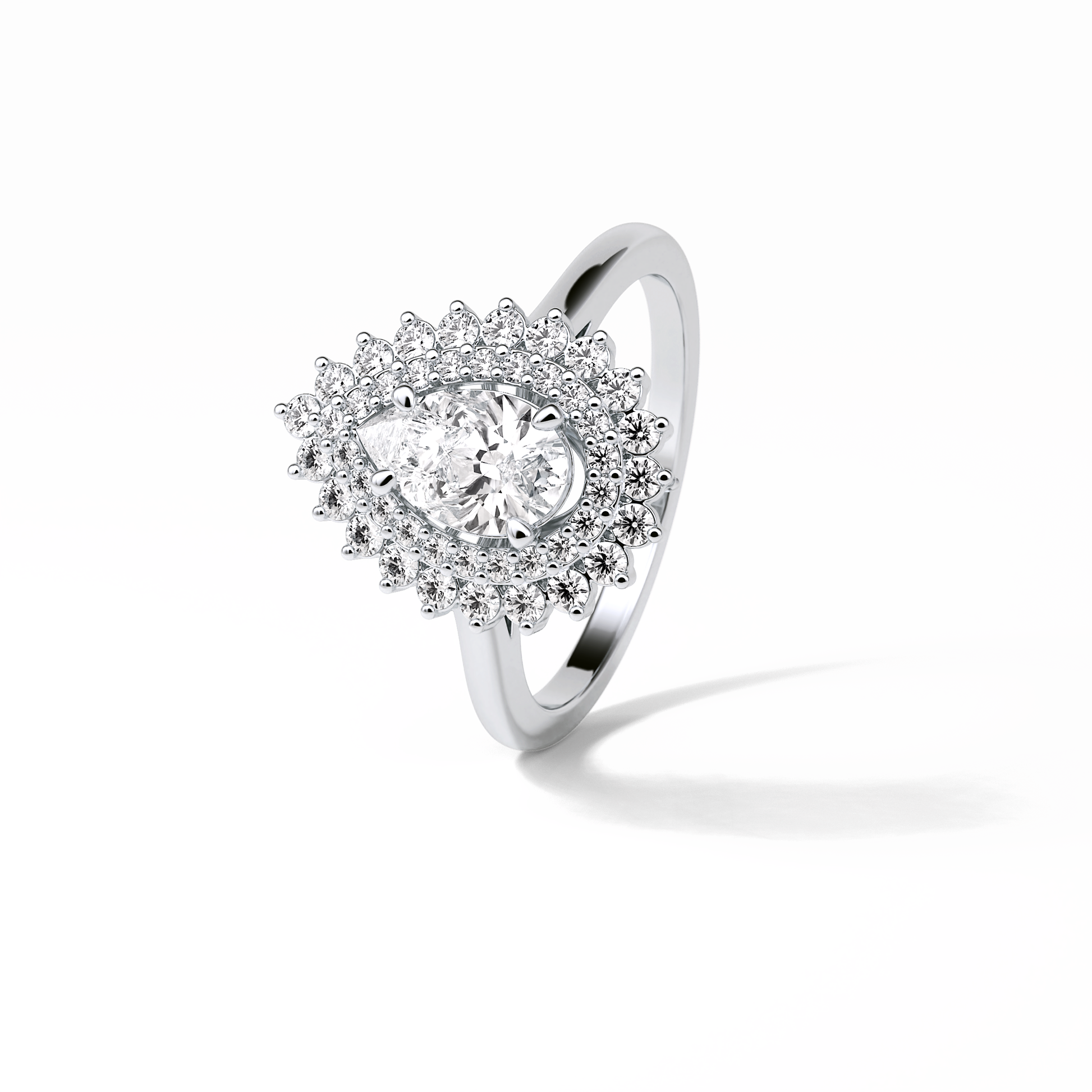 Pear Halo & Pave Lab Grown Diamond Engagement Ring