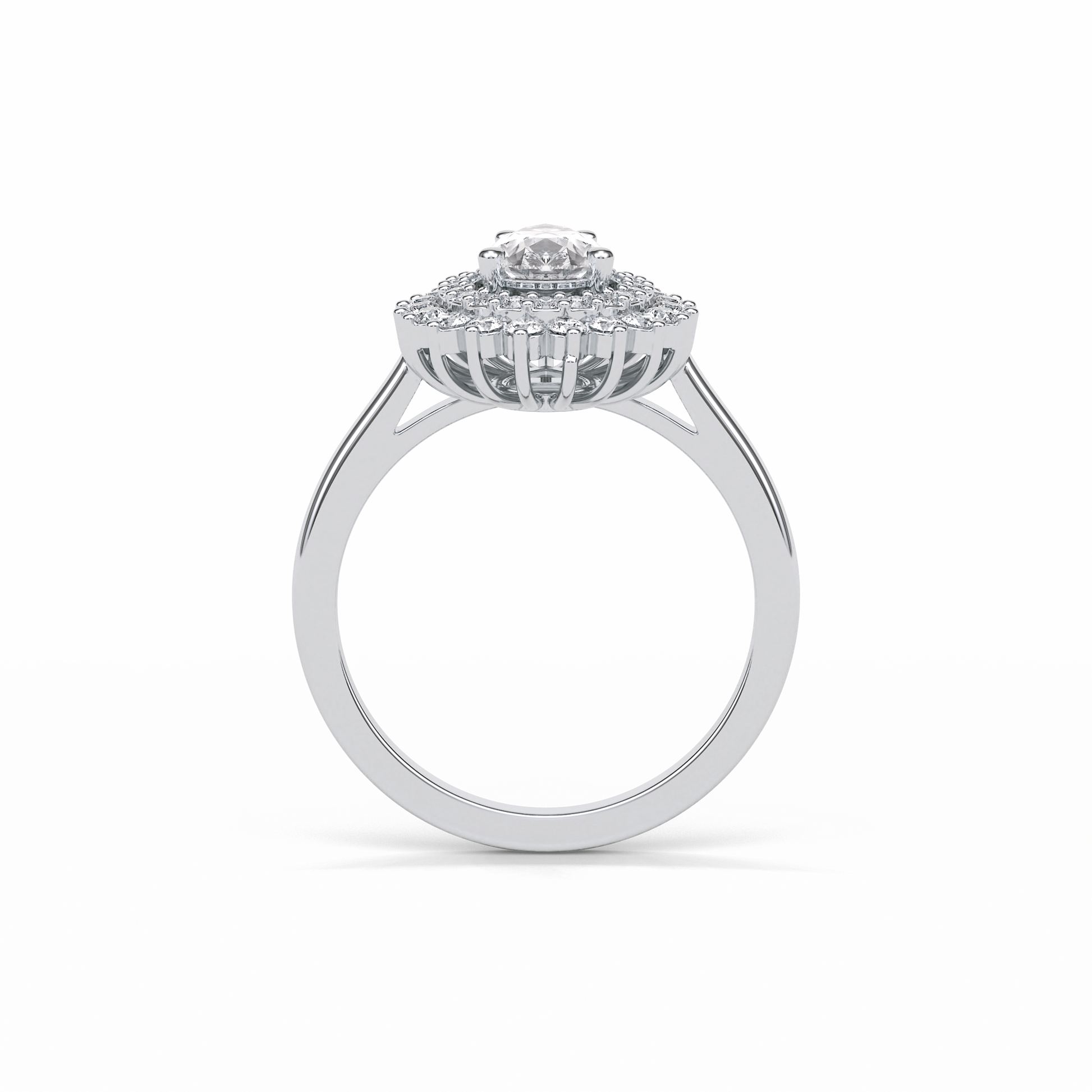 Pear Halo & Pave Lab Grown Diamond Engagement Ring