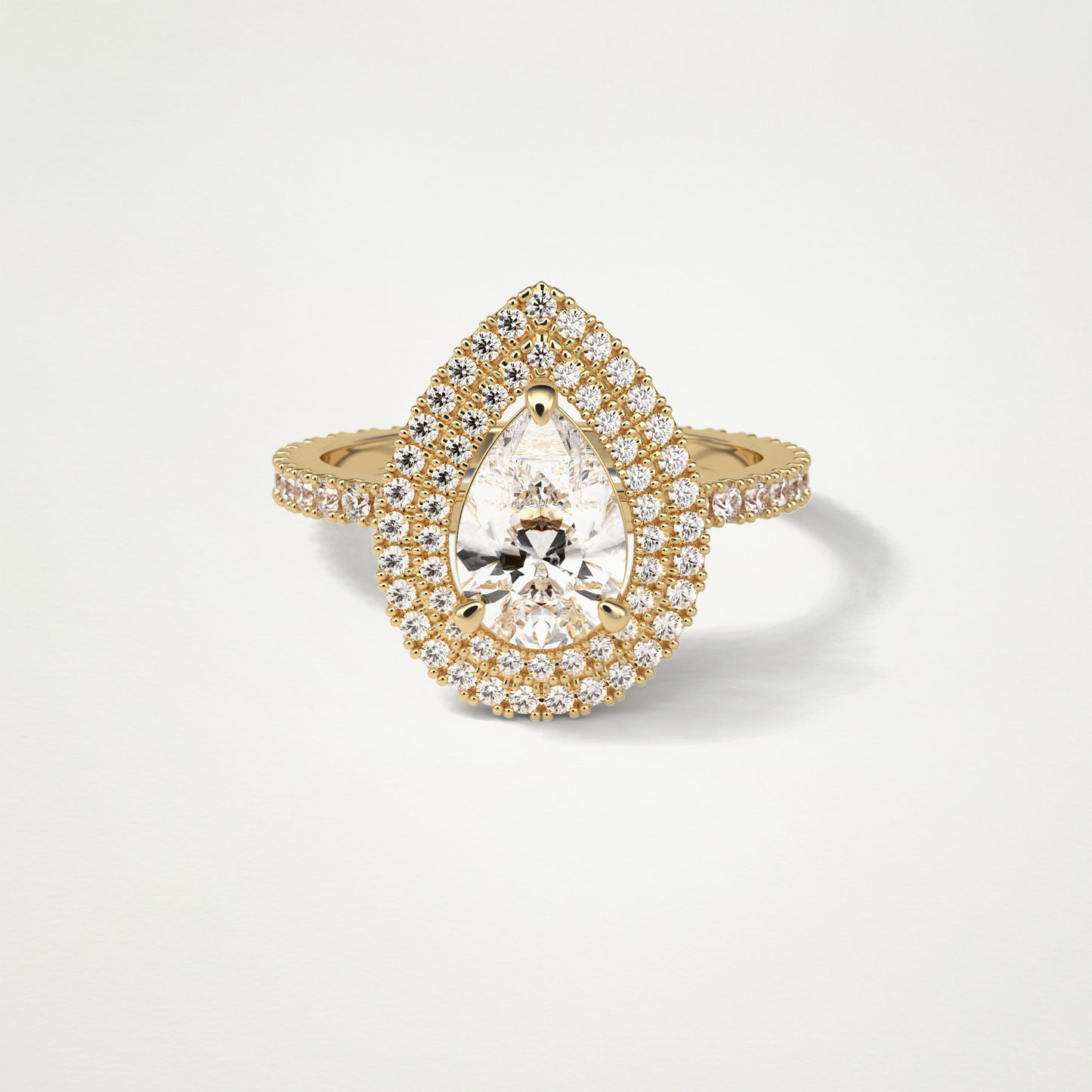 Pear Halo & Pave Lab Grown Diamond Engagement Ring