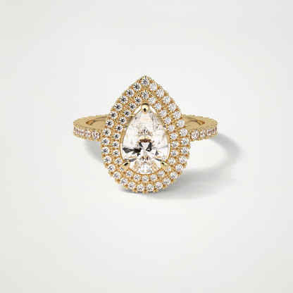 Pear Halo & Pave Lab Grown Diamond Engagement Ring