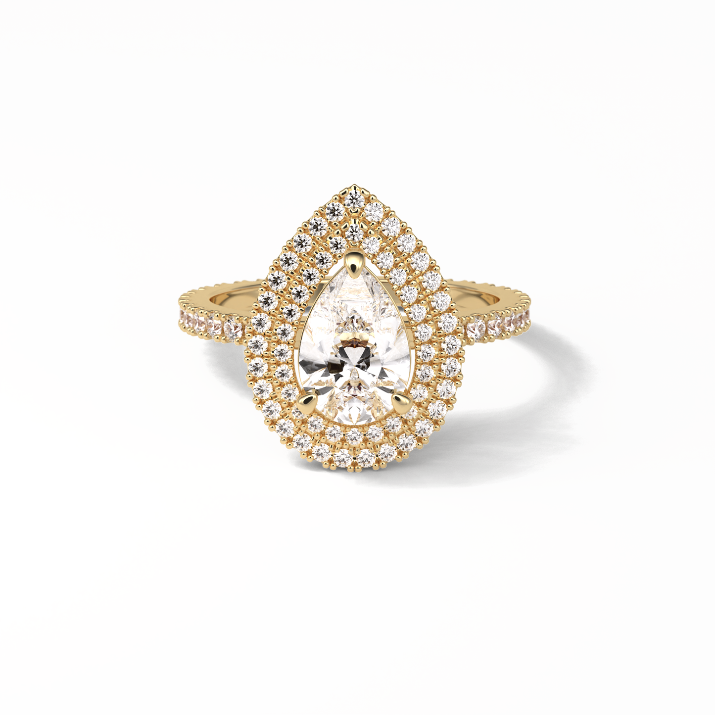 Pear Halo & Pave Lab Grown Diamond Engagement Ring