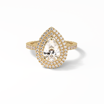 Pear Halo & Pave Lab Grown Diamond Engagement Ring