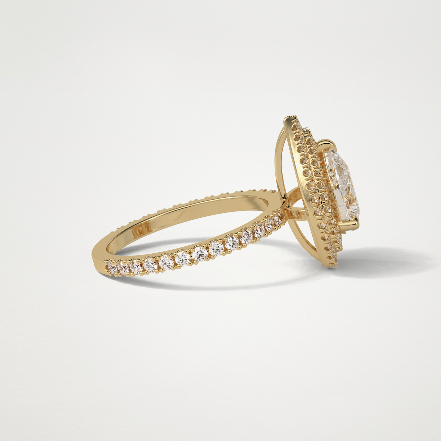 Pear Halo & Pave Lab Grown Diamond Engagement Ring