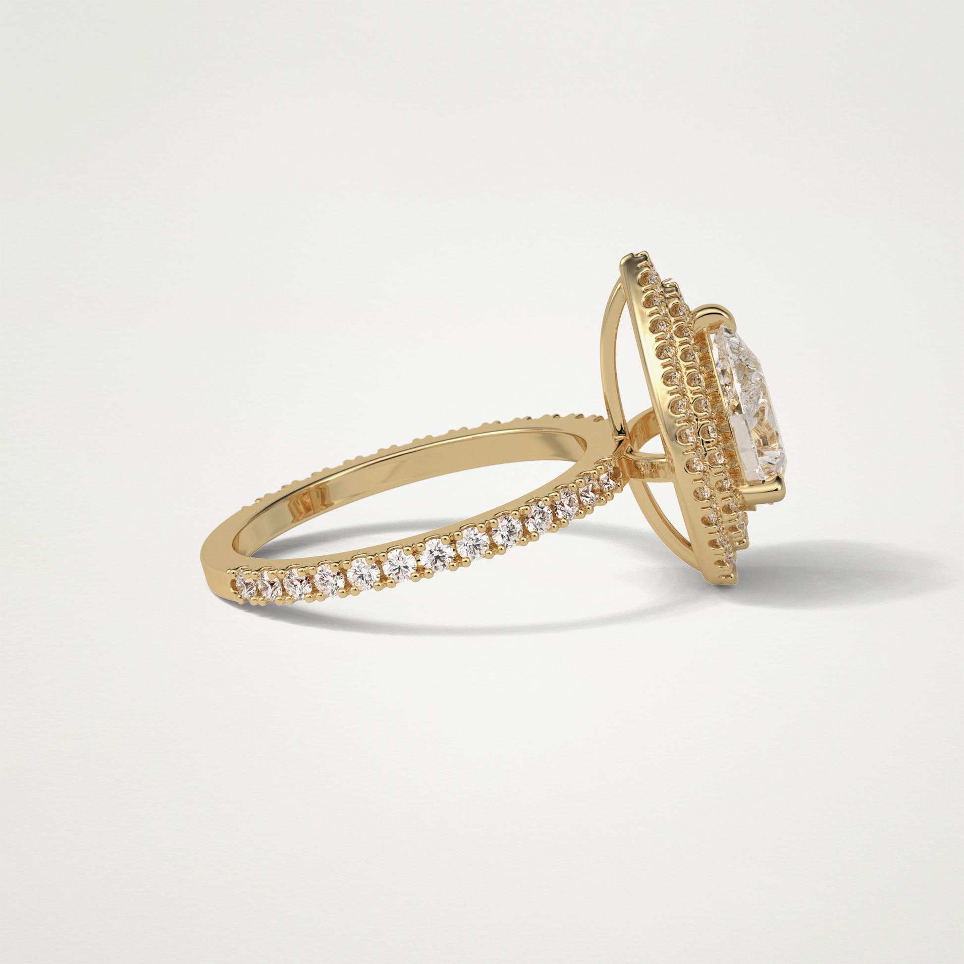 Pear Halo & Pave Lab Grown Diamond Engagement Ring