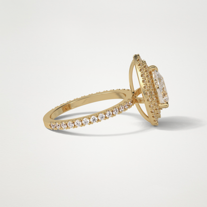 Pear Halo & Pave Lab Grown Diamond Engagement Ring