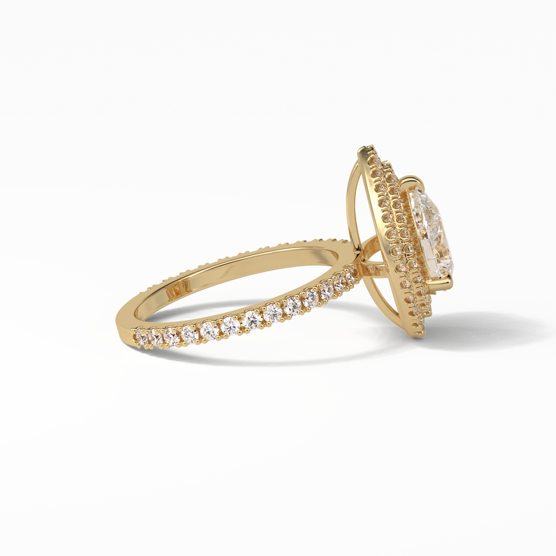Pear Halo & Pave Lab Grown Diamond Engagement Ring