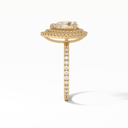 Pear Halo & Pave Lab Grown Diamond Engagement Ring