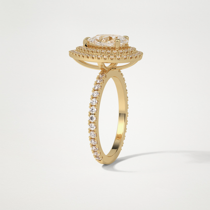 Pear Halo & Pave Lab Grown Diamond Engagement Ring