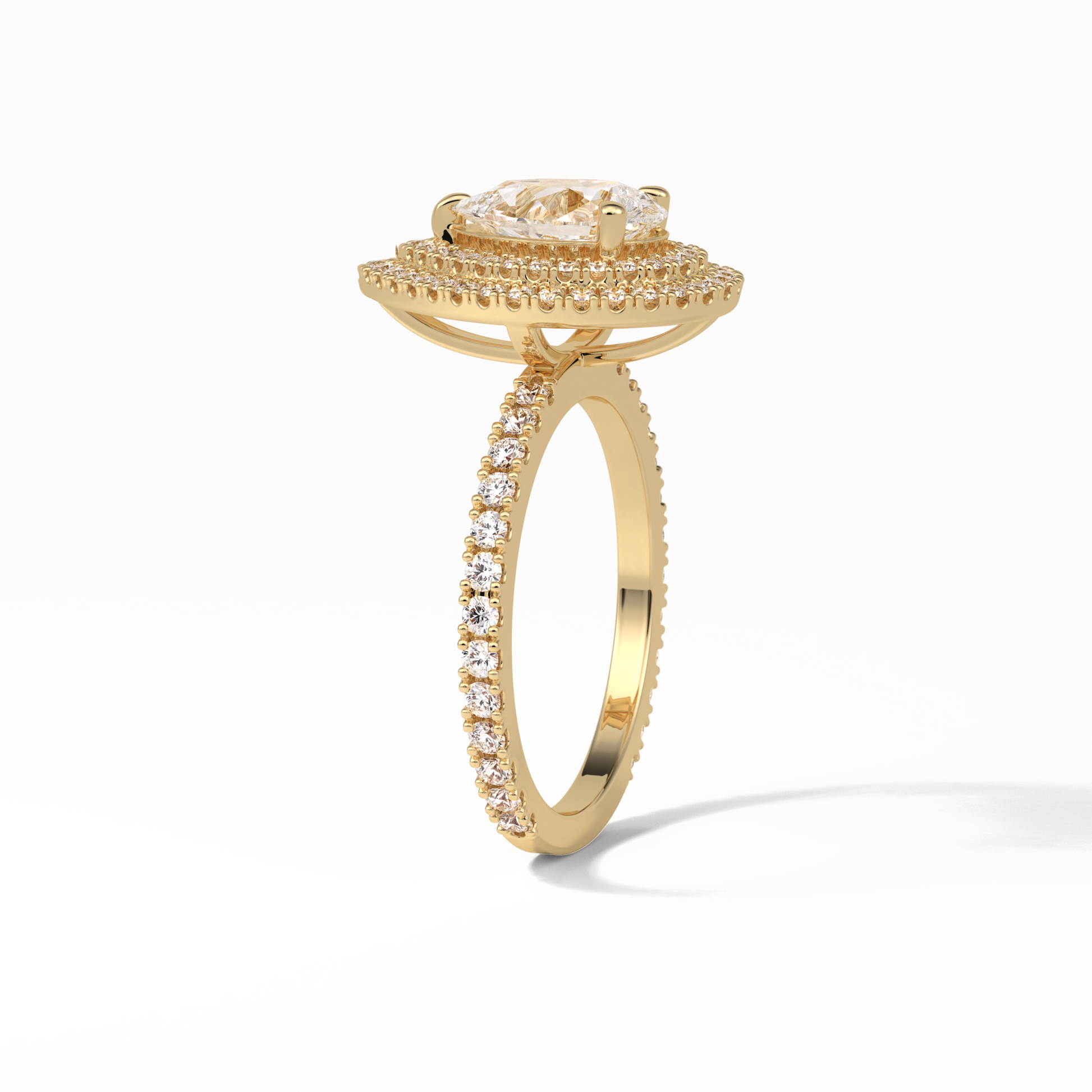 Pear Halo & Pave Lab Grown Diamond Engagement Ring