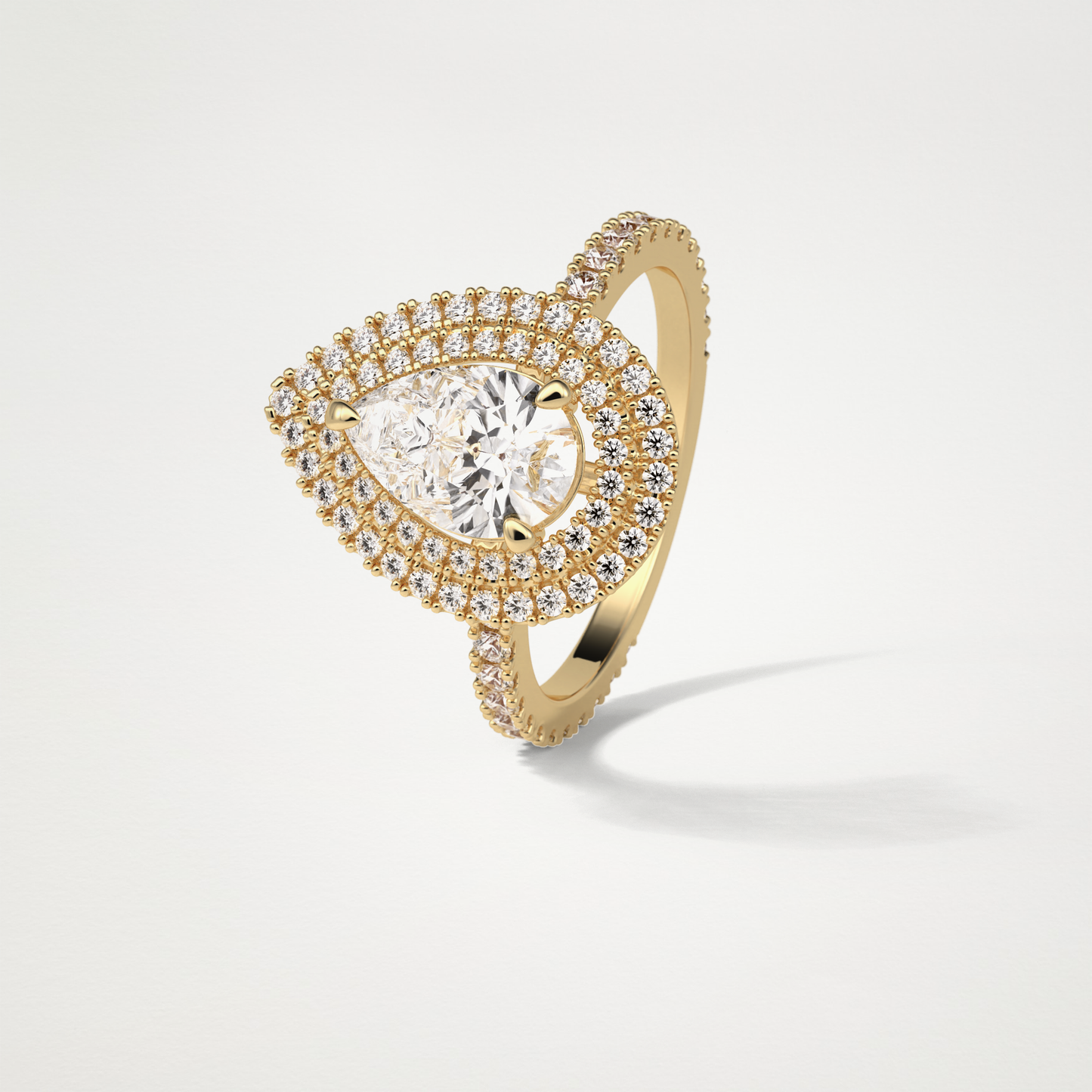 Pear Halo & Pave Lab Grown Diamond Engagement Ring