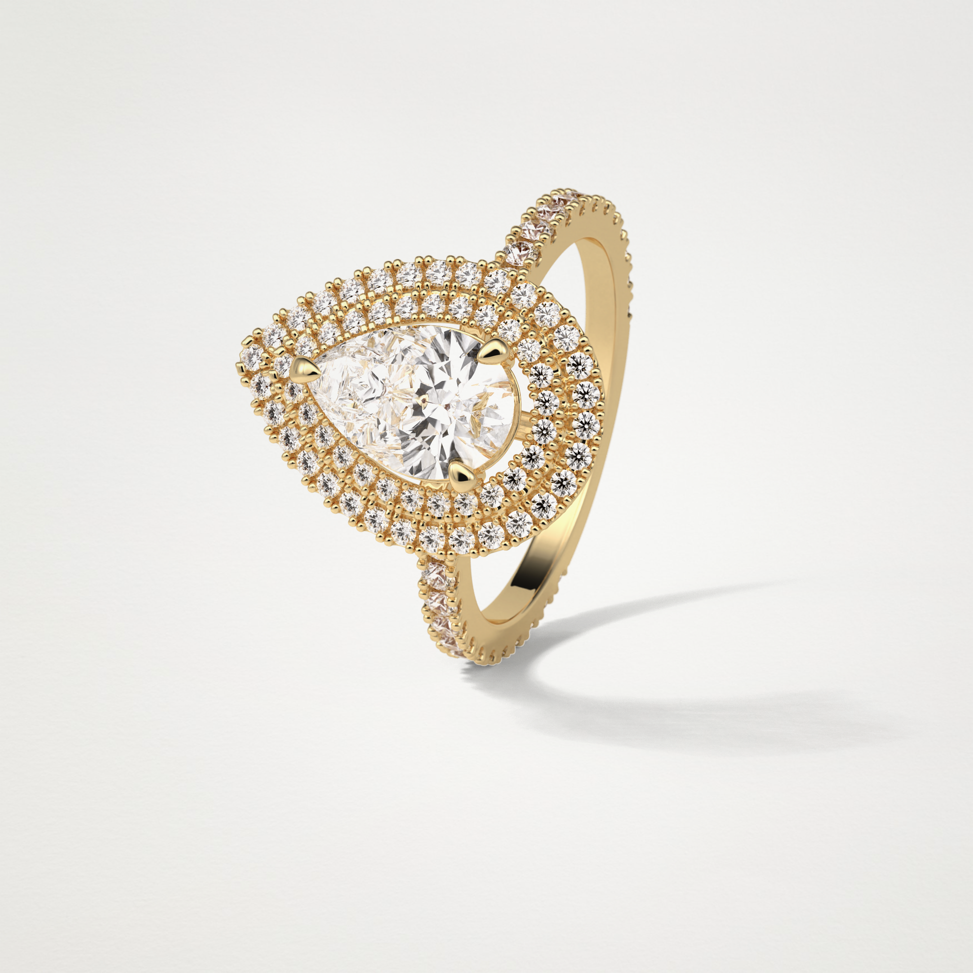 Pear Halo & Pave Lab Grown Diamond Engagement Ring