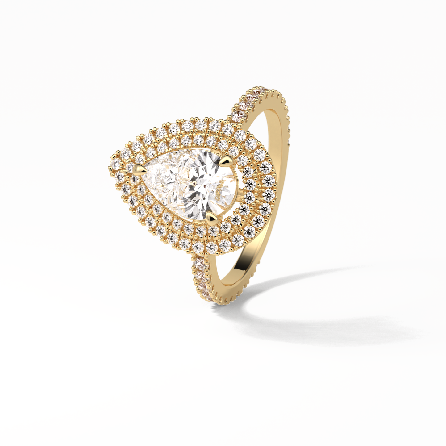 Pear Halo & Pave Lab Grown Diamond Engagement Ring