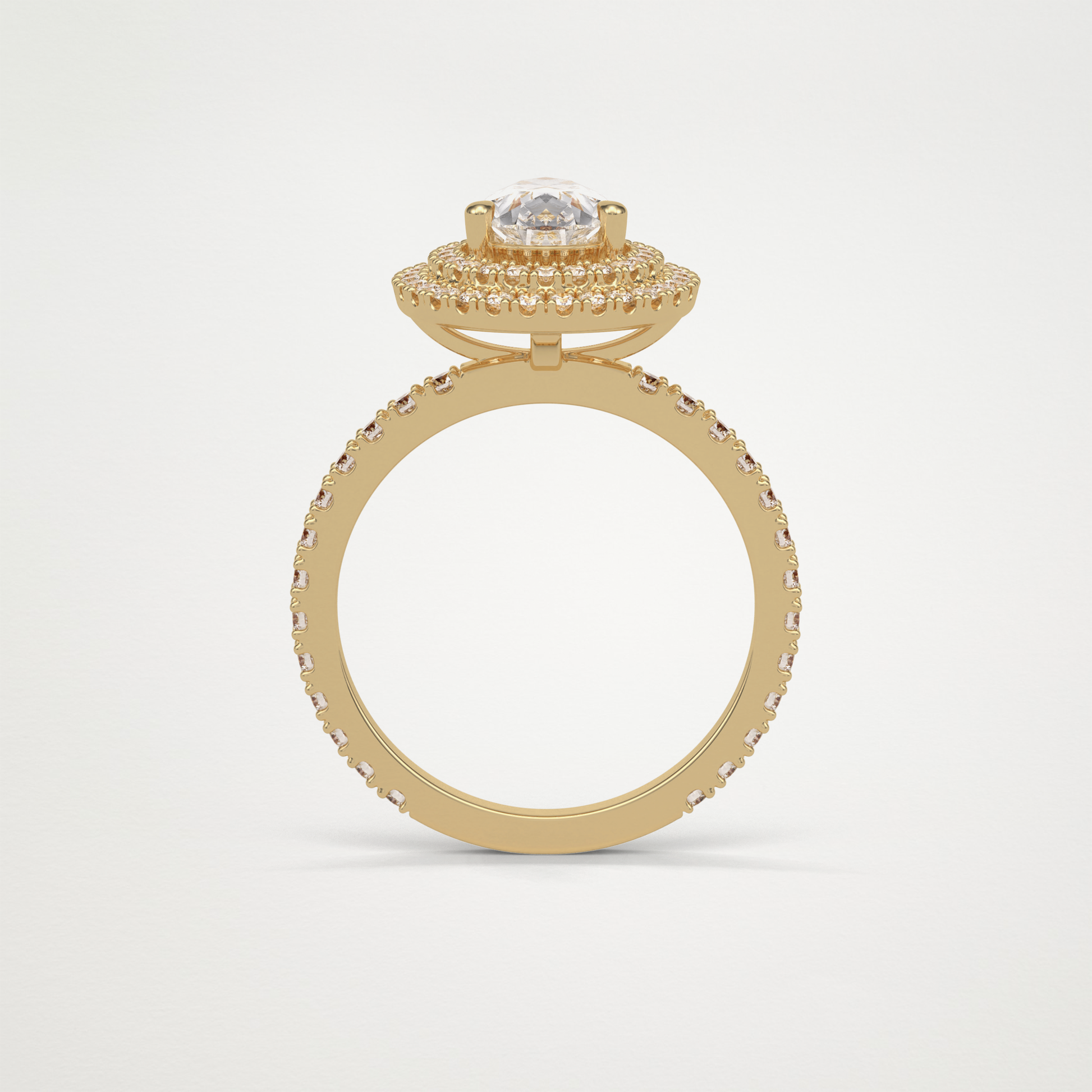 Pear Halo & Pave Lab Grown Diamond Engagement Ring