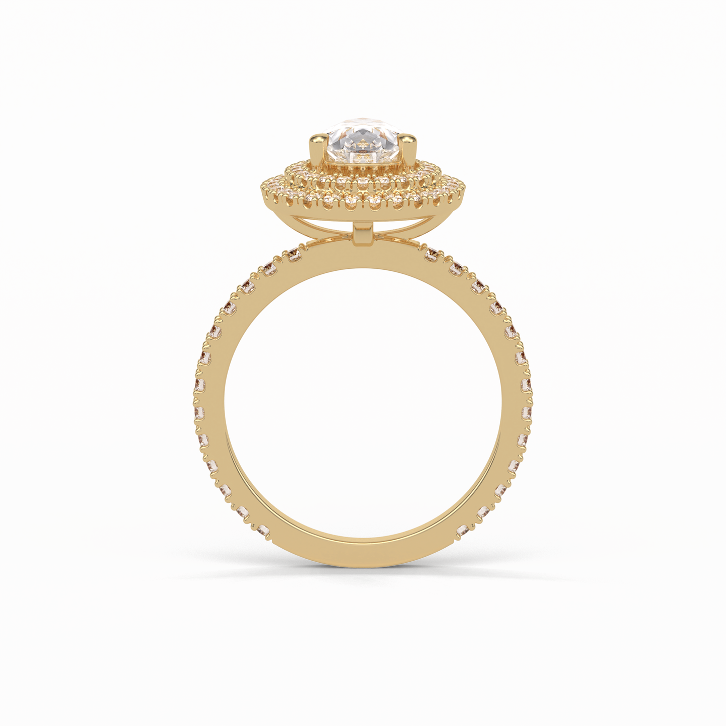 Pear Halo & Pave Lab Grown Diamond Engagement Ring