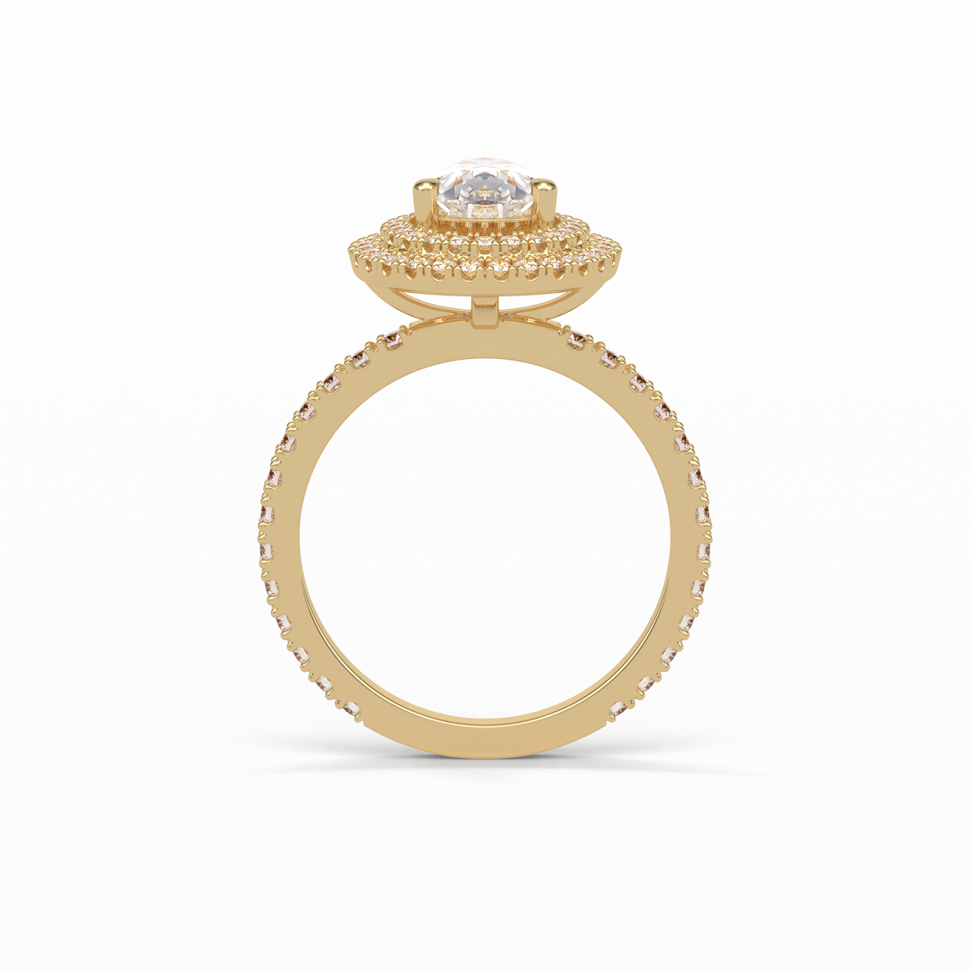 Pear Halo & Pave Lab Grown Diamond Engagement Ring