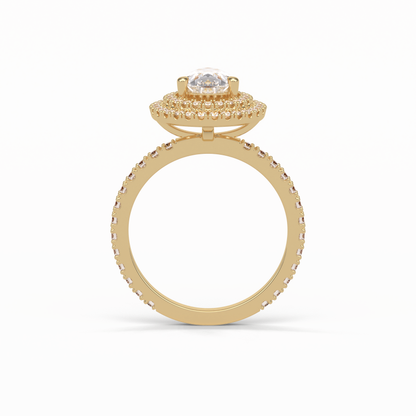 Pear Halo & Pave Lab Grown Diamond Engagement Ring