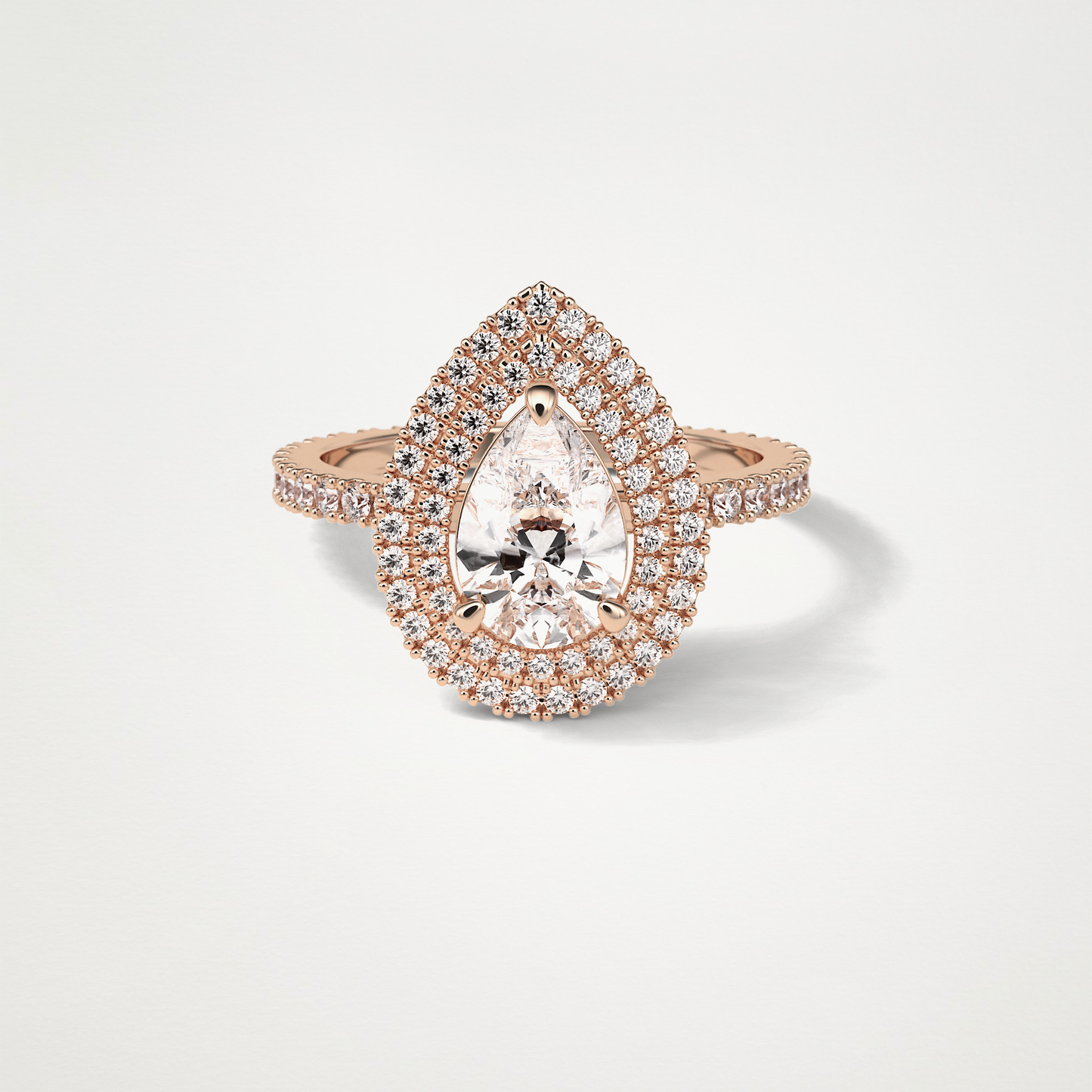 Pear Halo & Pave Lab Grown Diamond Engagement Ring