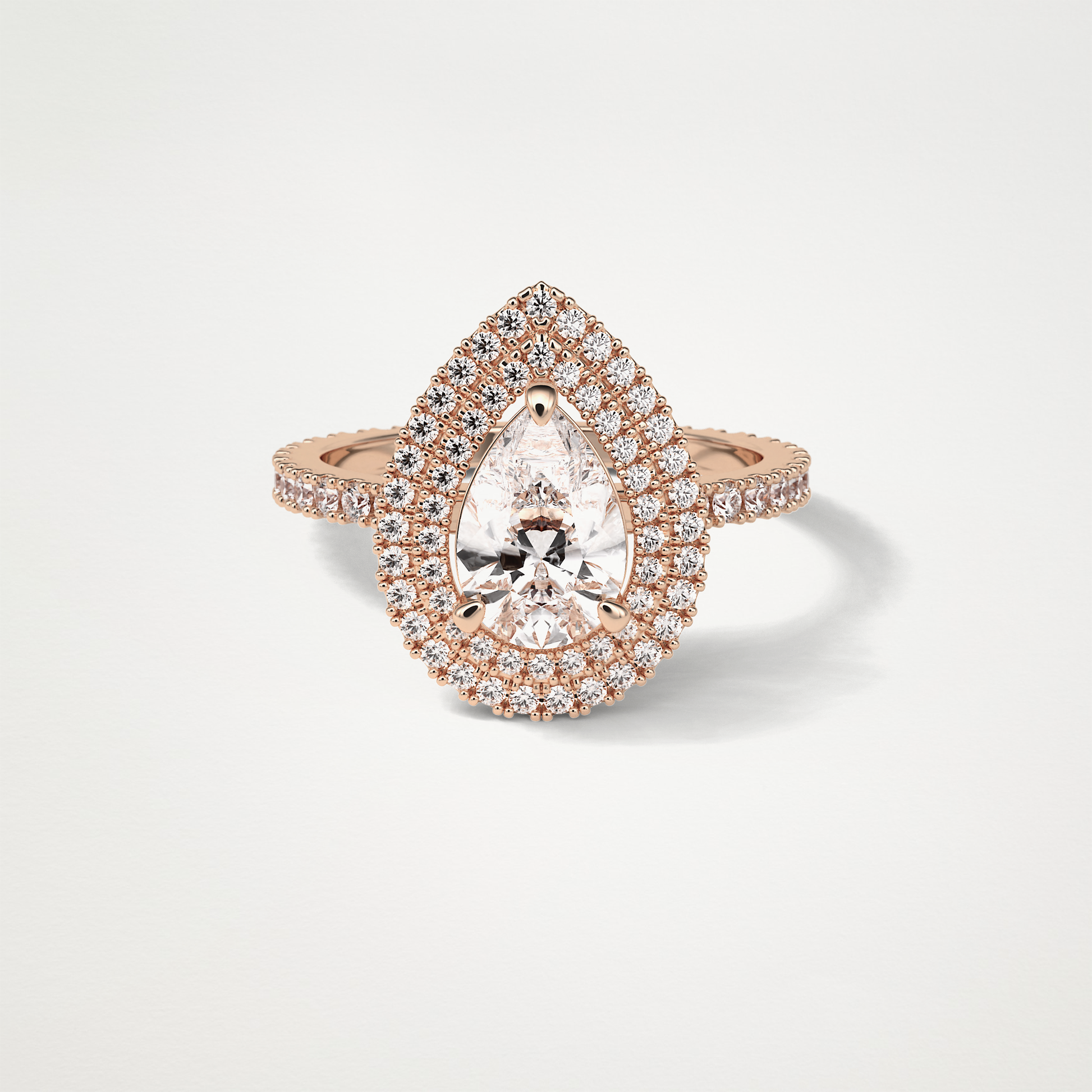 Pear Halo & Pave Lab Grown Diamond Engagement Ring