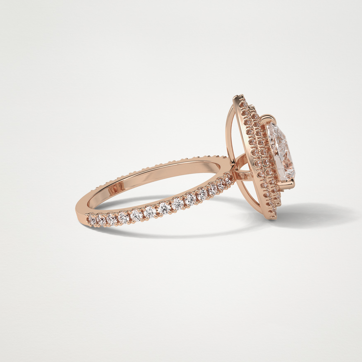 Pear Halo & Pave Lab Grown Diamond Engagement Ring