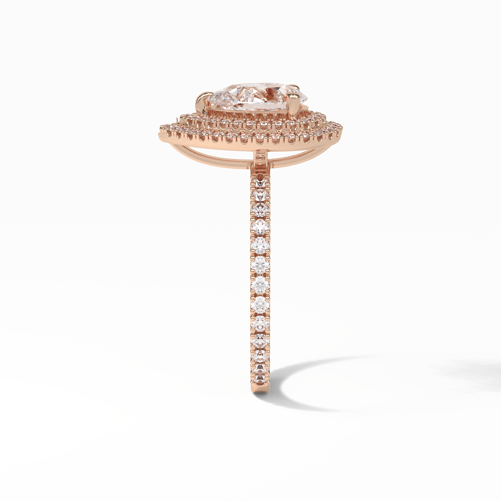 Pear Halo & Pave Lab Grown Diamond Engagement Ring